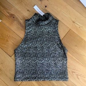 Nasty Gal mock neck shimmer crop